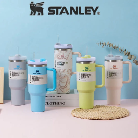 Stanley Tumbler with Handle Straw Lid Stainless Steel 30/40oz Vacuum Insulated Car Mug Double Wall Thermal Iced Travel Cup