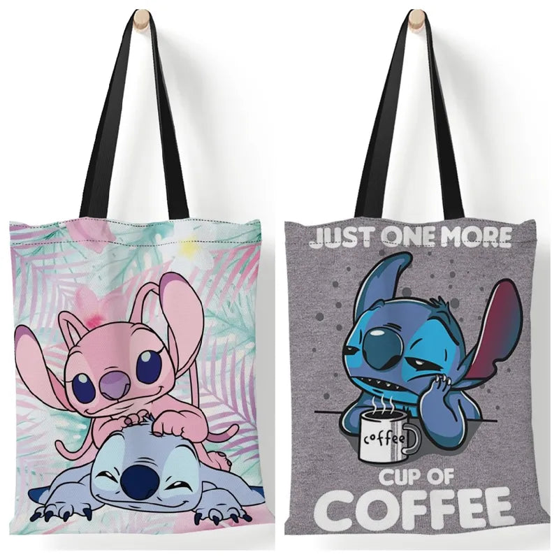 Disney Anime Figure Stitch Tote Bags for Women Canvas Handbags Large Capacity Shopping Bags Lilo & Stitch Girls Gifts 35x40cm